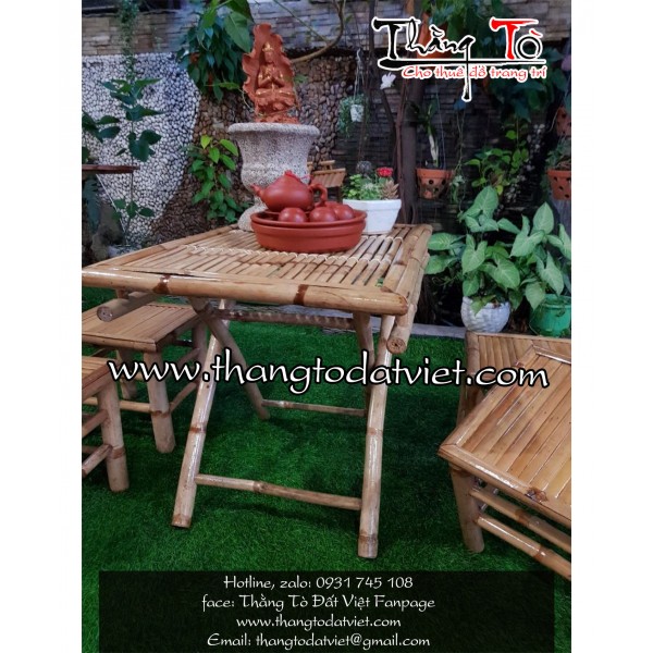 cho thuê bàn ghế tre 3